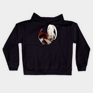 Red Rooster With White Tail Feathers Kids Hoodie